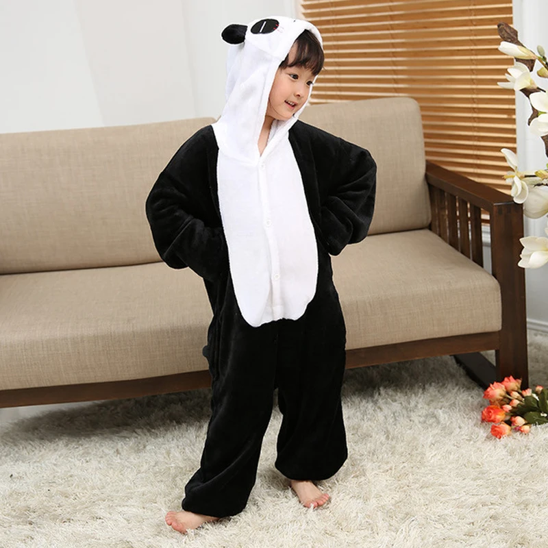 25 Panda Bērnu Pidžamas Onesies Bērniem, Flaneļa Viens gabals Sleepwear Lācis Pijama Cosplay Kostīmu Par Halloween Bodysuit
