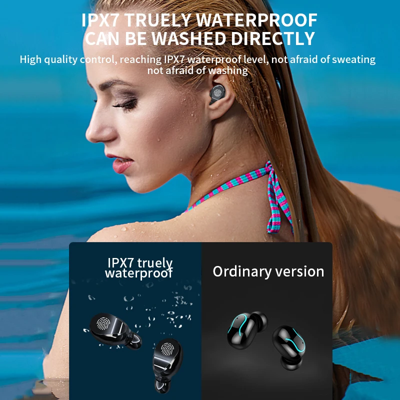 Jaunu TWS Pieskarieties vienumam Bezvadu savienojumi 5.0 Bluetooth Austiņas HD Stereo Austiņas Sporta Spēļu Ūdensizturīgs Austiņas Dual Mic LED Displejs Jauda