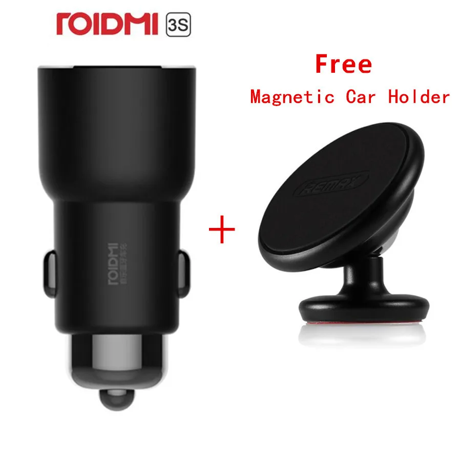 ROIDMI 3S Bluetooth 5V 3.4 Auto Lādētājs Mūzikas Atskaņotājs, FM Smart APP + Magnētisko Automašīnas turētājs Viedtālrunis