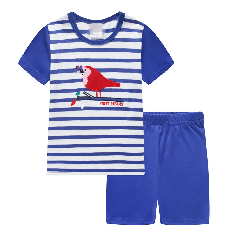 2019 childen kokvilnas apģērbu uzstādīt Bebe Bērns Naktī Valkāt Infantil Pidžamu Vasaras Toddler Zēns Sleepwear Pijama Bērniem Īsām Piedurknēm