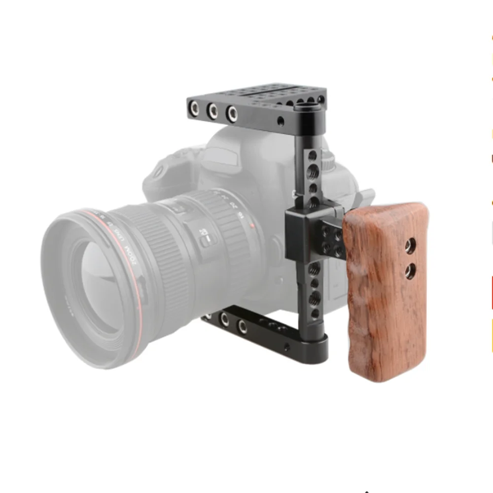 CAMVATE Kameras Pusi Būris Platformas Ar Koka Kreiso Handgrip Canon M50/60D/70D/80D/90D/50D/Nikon D7000/D7100/D7200/SonyA58/A7/A7II