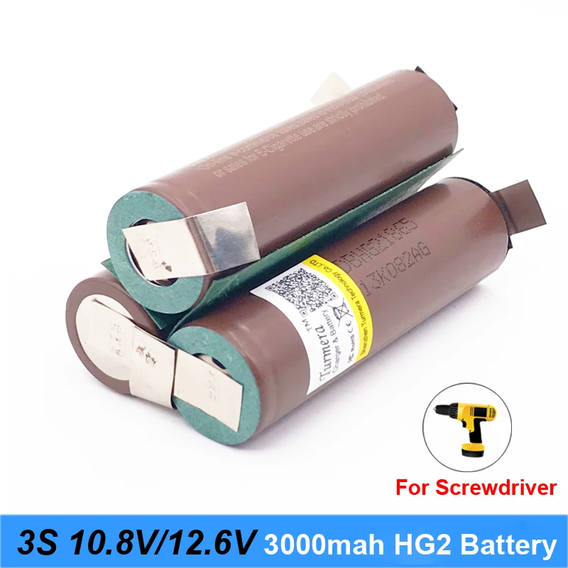 3S 12V 18650 hg2 3000mAh 20amps par 12,6 v akumulatora skrūvgriezi šuvju lodēšanu sloksnes 3S 3S2P 12,6 v baterija (pielāgot)