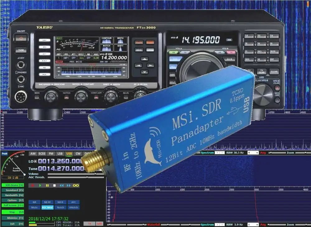 MSI.SDR 10kHz - 2GHz Panadapter panorāmas spektra modulis nosaka SDRPlay RSP1 SDRUNO