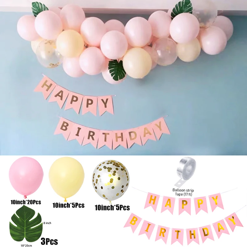 36pcs Happy Birthday Balonu Aprites Retro Zaļa, Rozā Vainags Zils Metālisks Zelta Baloni Mājas Puse, Kāzu Dekori Piederumi