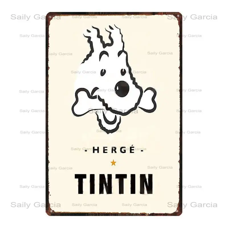 Karikatūra Suns Dzīvnieku Tintin Metāla Zīmju Dzelzs Glezna, Karikatūra, Sienas Plāksne, Metāla Vintage Pub Bērnu Istabas Mājas Kuģiem, Dekoru Retro Plakāts