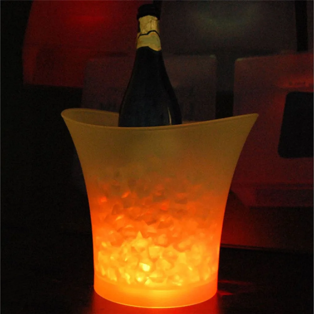 Piliens Kuģniecības 5L Ūdensnecaurlaidīgs LED Krāsa Mainās Plastmasas Ledus Kausu Bāros, Naktsklubos LED indikators iedegas, Šampanieša Alus Kausu Bāros