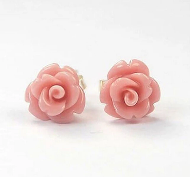 Bezmaksas piegāde Māte Shell Pearl Rozā Rozes Ziedu 925 Sterling auskariem Modes