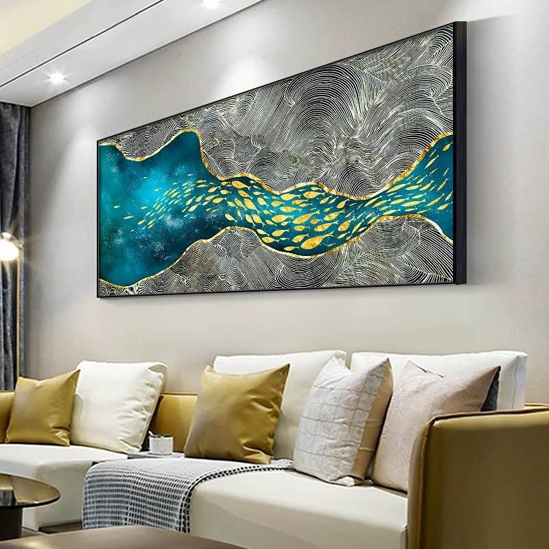 Anotācija Mūsdienu Dekoru zelta zivis n mēness Kanvas Glezna, Plakāts Un Izdrukāt Sienas Art Attēlus Dzīvojamā Istaba Guļamistaba Dinning Room
