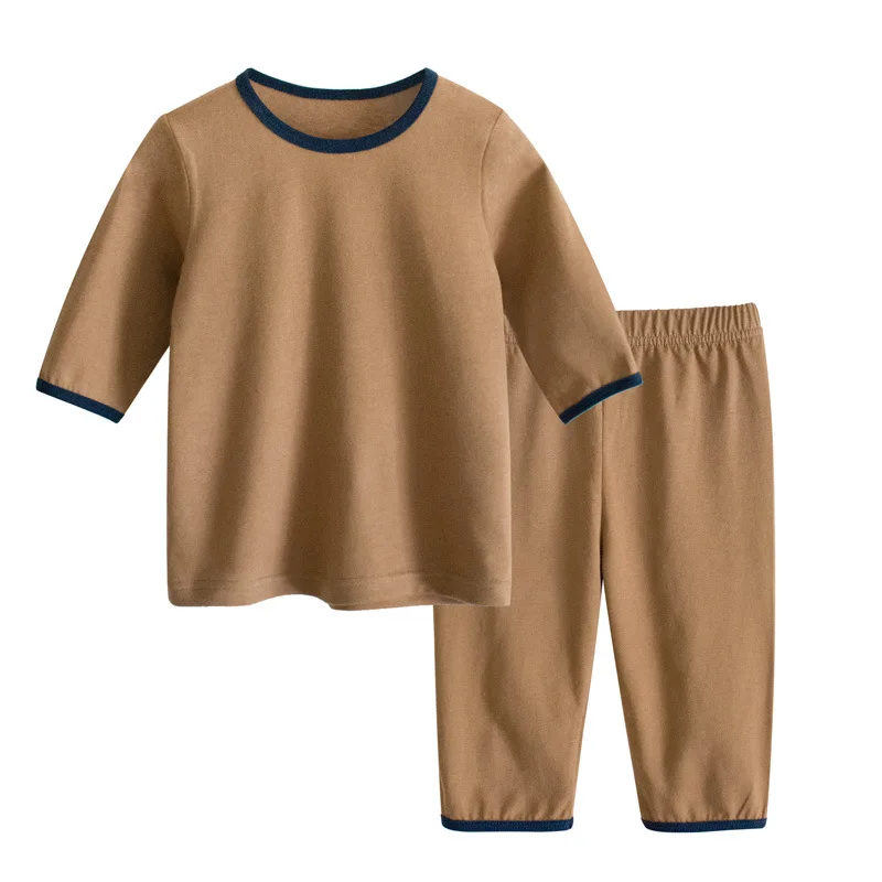 2019 Bērnu drēbītes, Māte Bērniem Brīvā laika Apģērbus Zēniem&meitenēm, Bērniem Pusē Piedurknēm O-veida kakla Kokvilnas Tīru Krāsu Cofortabable Pidžamas
