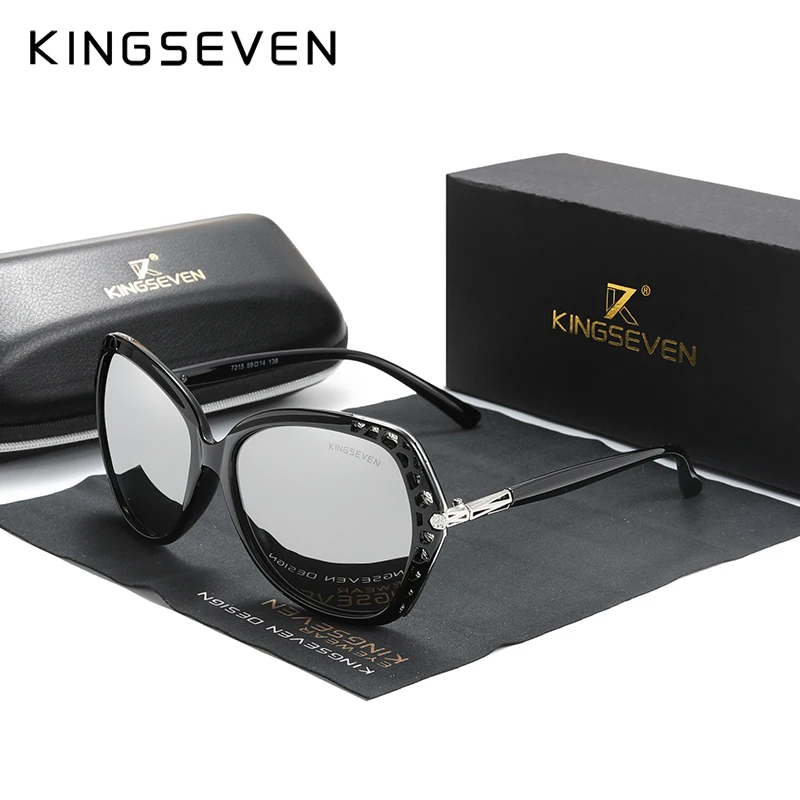 KINGSEVEN Elegants Jaunu Sieviešu Brilles Polarizētās Saulesbrilles, Slīpums Lēcu Spogulis Briļļu Tauriņš Stila N7215