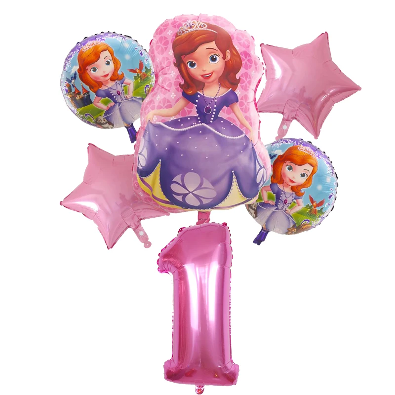 6pcs/daudz Sophia Princese folija Baloni, 30 collu Numuru Balonu Dzimšanas dienas svinības Dekorēšana, Baloni, Meitene Karikatūra Dāvanu Augstas Kvalitātes