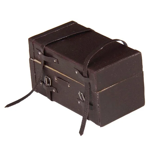 1:12 Leļļu nams Miniatūras Vintage Ādas, Koka Čemodāns Mini Bagāžas Kaste