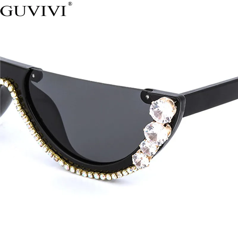 Dimanta Cat Eye Saulesbrilles Sievietēm, Daļēji Bez Apmales Saules Brilles Luksusa Zīmolu Dizainera Kristāla Sexy Rāmis Rhinestone Briļļu Oculos