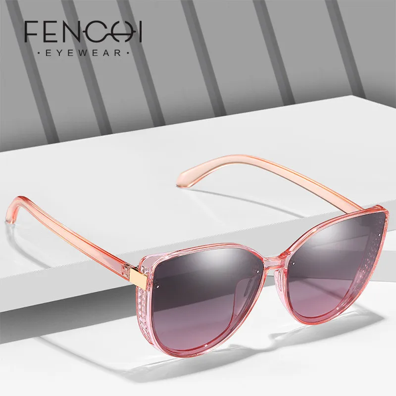 FENCHI Cat Eye Sieviešu Polarizētās Saulesbrilles 2020 bez apmales Lielgabarīta UV400 Augstas Kvalitātes Sieviešu, Saules Brilles Briļļu Vadītāja