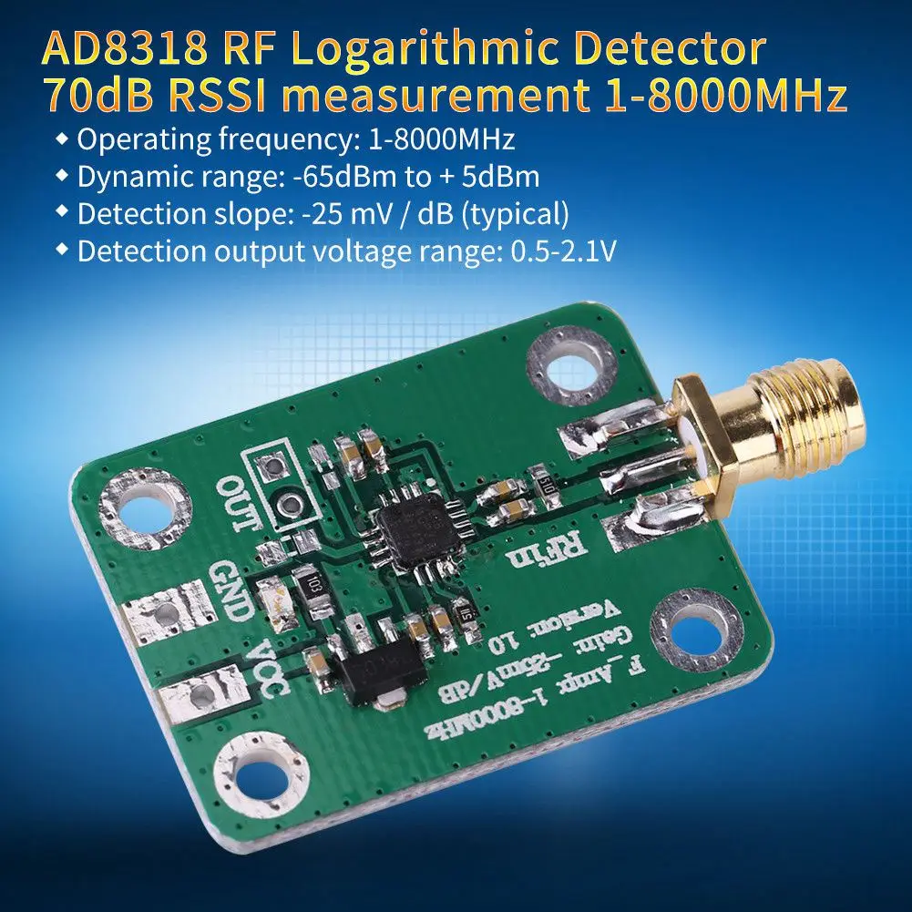 Profesionālā 1-8000MHz AD8318 RF Logaritmisko Detektoru 70dB RSSI Mērījumu Jaudas Mērītāju Valdes moduļa standarta SMA female