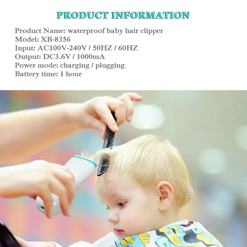 Ncvi Baby Hair Clipper Drošu IPX6 Ūdensizturīgs Elektriskie Matu Trimmeris Kluss Motors USB Lādējamu par maziem bērniem, Bērnu Frizētava