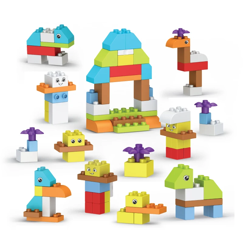 50-130PCS Liela Izmēra Celtniecības Bloki Dāvanu Uzlīmes Krāsains Taras Ķieģeļi DIY Aksesuāri Saderīgs Legoes Duploes Bērniem Rotaļlietas