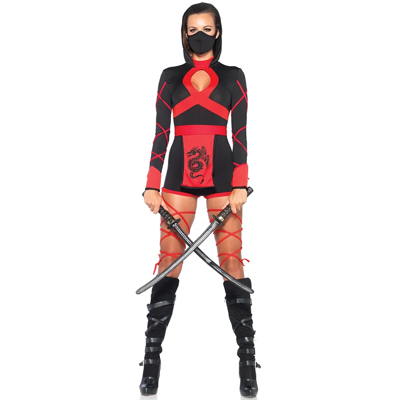 Halloween Karnevāls Sexy Lady Ninjago Kostīmu Naruto Ninja Warrior Jumpsuit Cosplay Party Masku
