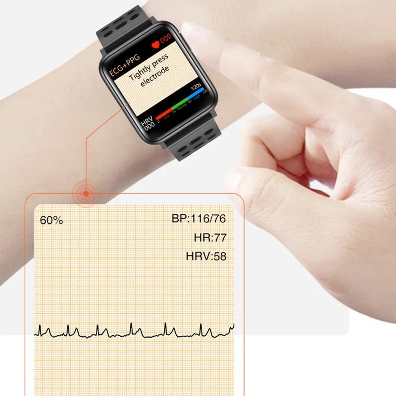 KAIHAI EKG PPG SpO2 melnā tērauda smartband fitnesa aktivitātes tracker smart aproce joslā, asinsspiediens, Sirdsdarbības skābekļa monitors