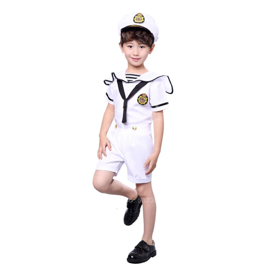90-170cm Bērniem Students Skolas Vienotu Halloween Kostīmi Zēniem Meitene Japāņu kara Flotes Jūrnieks Cosplay Kostīms Kora Sniegumu