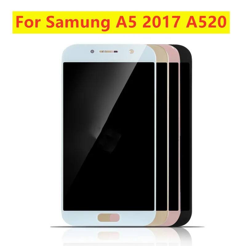 Samsung Galaxy A520 A520F SM-A520F A5 2017 2016 A500 A510 LCD Displejs, Touch Screen Digitizer Montāža Stikla bezmaksas dāvanas
