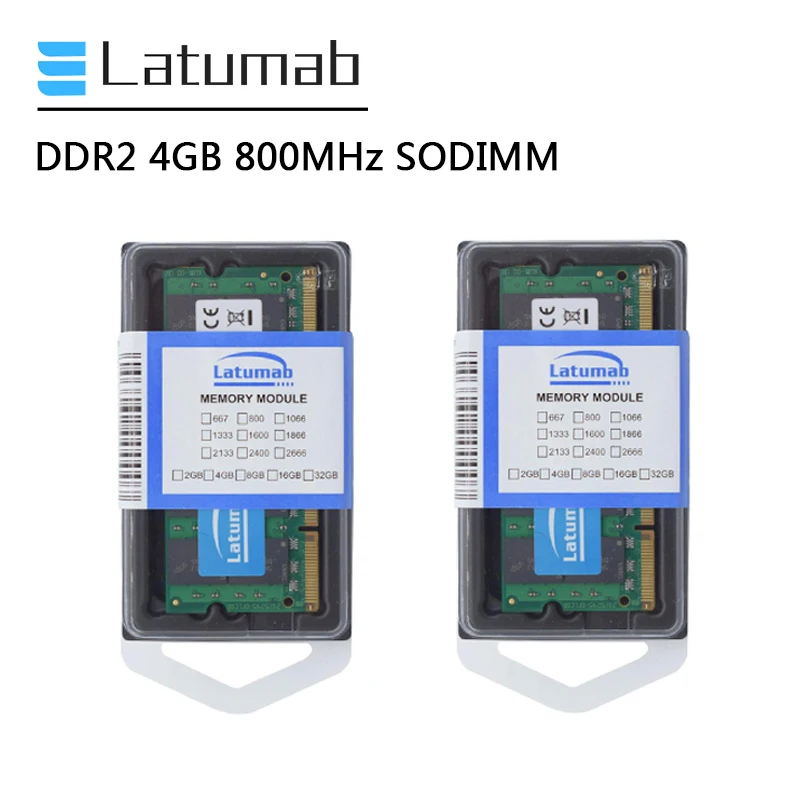 Latumab RAM DDR2 4GB 8GB 800mhz Klēpjdatoru Atmiņas PC2-6400 SODIMM Atmiņas RAM 1.8 V 200 Adatas Notebook RAM Atmiņas Modulis