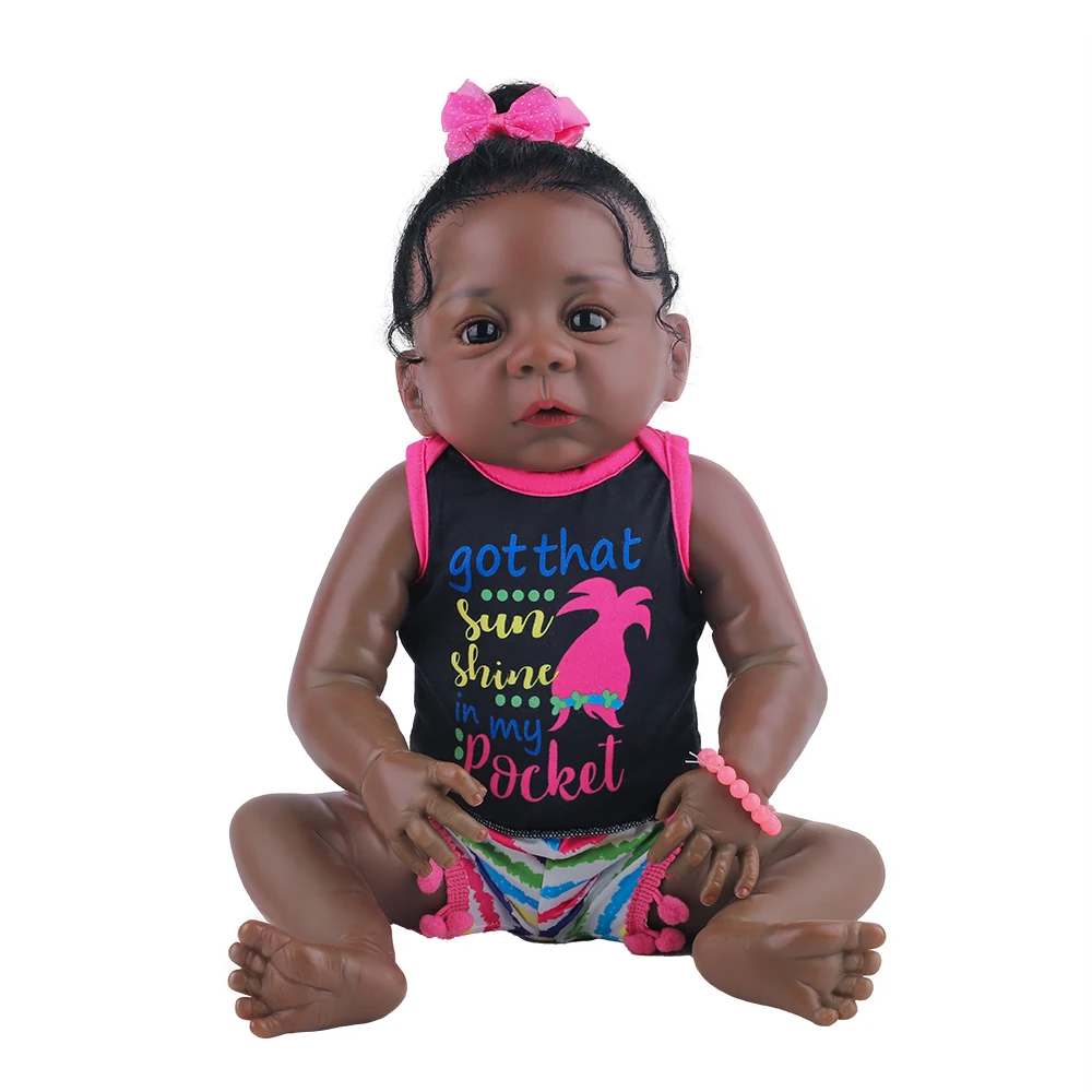 HOOMAI 50 CM Atdzimis Bērnu Lelles Pilna Ķermeņa Silikona Melns Dzīvs Cute Meitene, Rotaļlietas, Bērnu Lelles Autum Jauns Bērnu Dienu, kas pavadīta