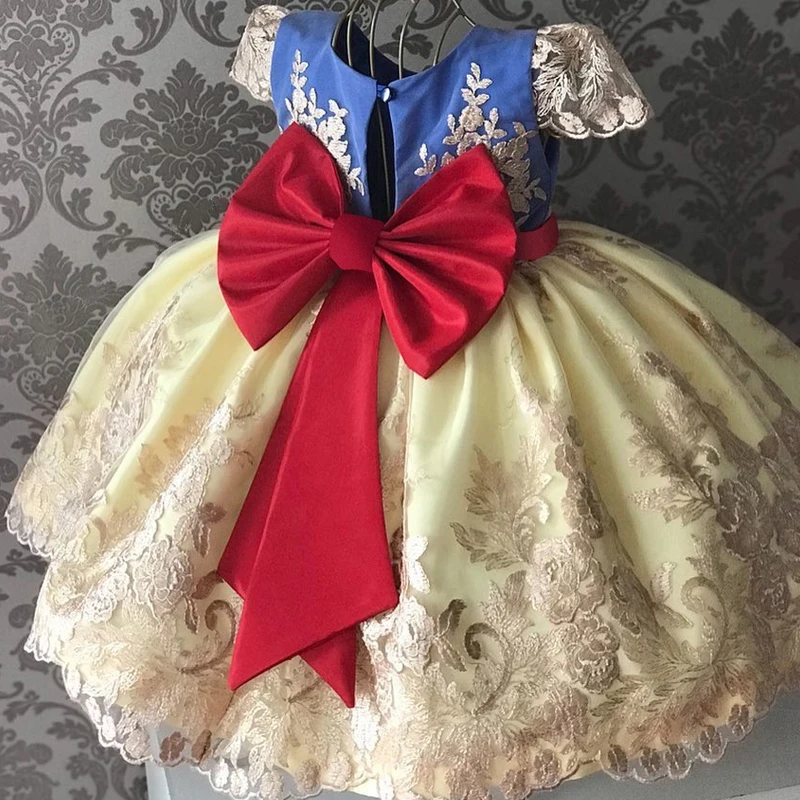 Baby Girl Apģērbu Izšūšana Puķu Princese Kleitas Sarkanu Priekšgala Dzimšanas dienu Tutu Bērniem Ziemassvētku Kostīms no 4 līdz 10 Gadiem Vestido