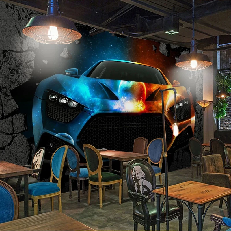 Pielāgotus Foto Tapetes, 3D Radošas Personības Auto Plakātu Sienas Restorāns, Kafejnīca, Bārs KTV Fona tapešu Papel De Parede 3D