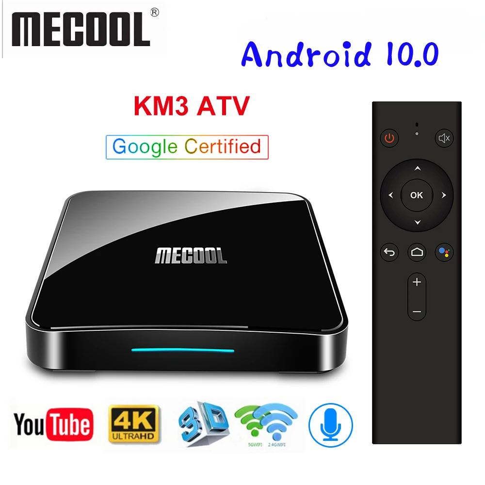 Mecool KM3 LTV Android 10.0 Google Sertificēts Eiropa TV Kastē 4GB 64GB Amlogic S905X2 LIELBRITĀNIJAS, Polijas, nīderlandes 4K Wifi Vācija Set Top Box
