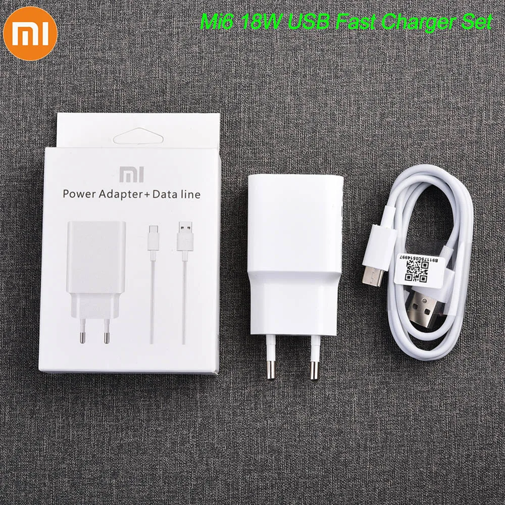 MDY-08-EI Sākotnējā Xiaomi USB Lādētāju 18W ES Adapteri USB 3.0 C TIPA Datu Kabeli Mi 5 6 8 9 Redmi Piezīme 7 8 Pro F1 A2 A3 Lite