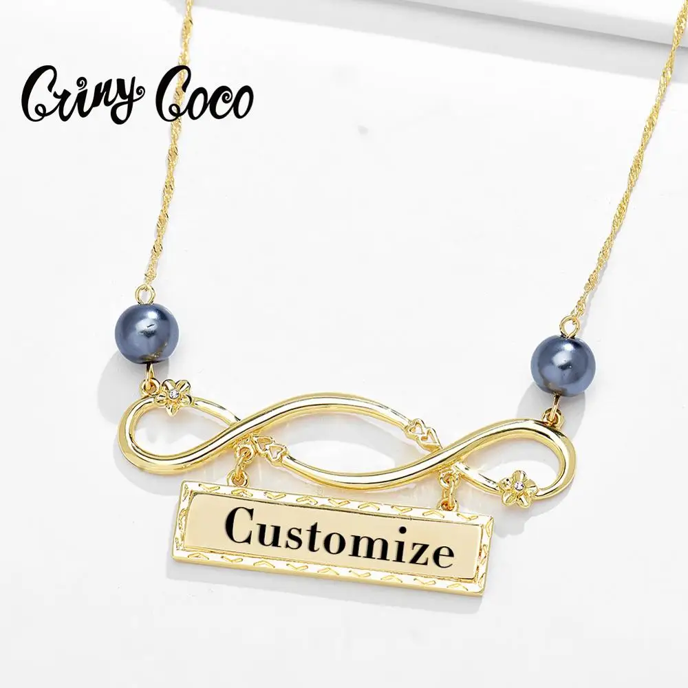 Cring Coco Personalizētu Zelta Kaklarotas Sieviešu Modes Hawaiia Pērle Ķēdes Infinity Ģeometriskā Kuloni, Krelles Jaunā Gada Dāvanas