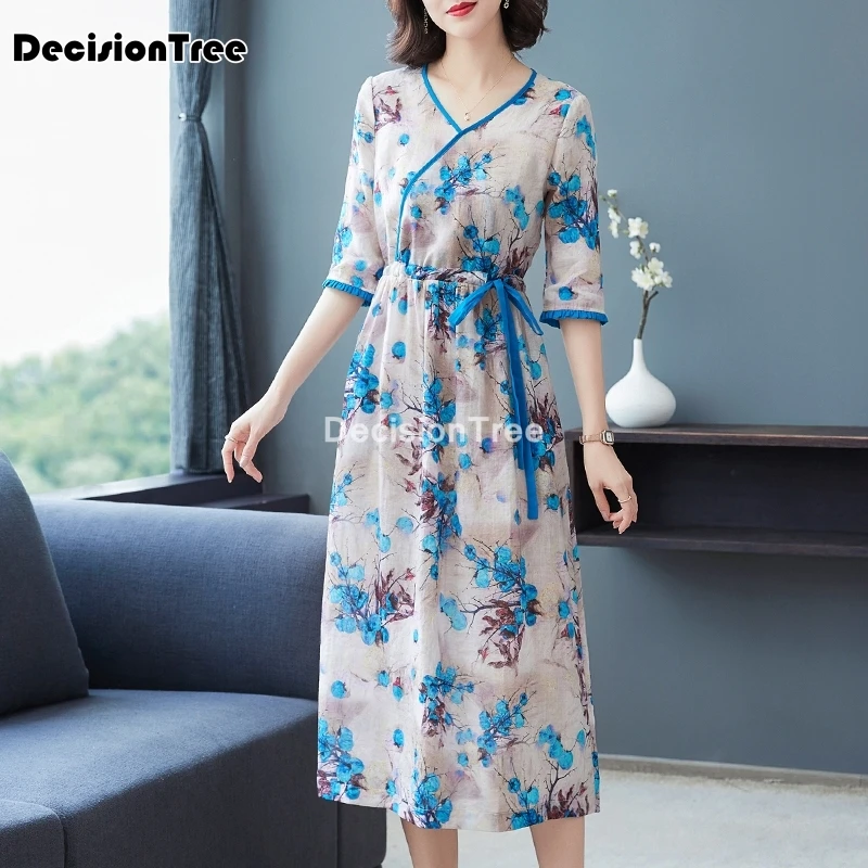 Ir 2021. retro vestido ķīnas qipao kleitu ilgi tradicionālo mandarīnu apkakli sievietēm ķīniešu kleita vestidos ziedu iespiesti cheongsam