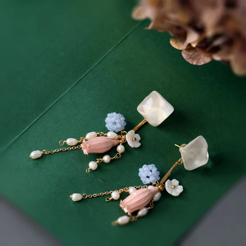 FXLRY vintage Roku darbs, dabiskie saldūdens pērļu čaulas ilgi auskari sieviešu rotaslietas