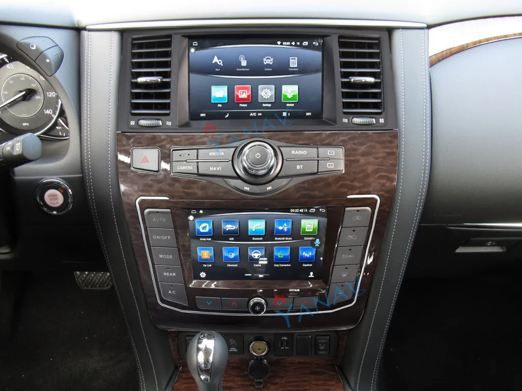 Android Sistēma Jaunākās divu Ekrānu Auto Radio Audio Priekš Nissan Patrol Y62 2012-2019 Auto GPS Spēlētājs Pārveidota, lai 