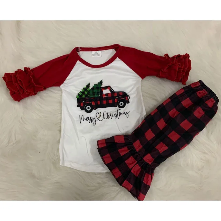Rudenī boutique tērpiem Ziemassvētku kravas automašīnu modeli, režģu bell Bikses Meitene Drēbes, Uzstādīt 06