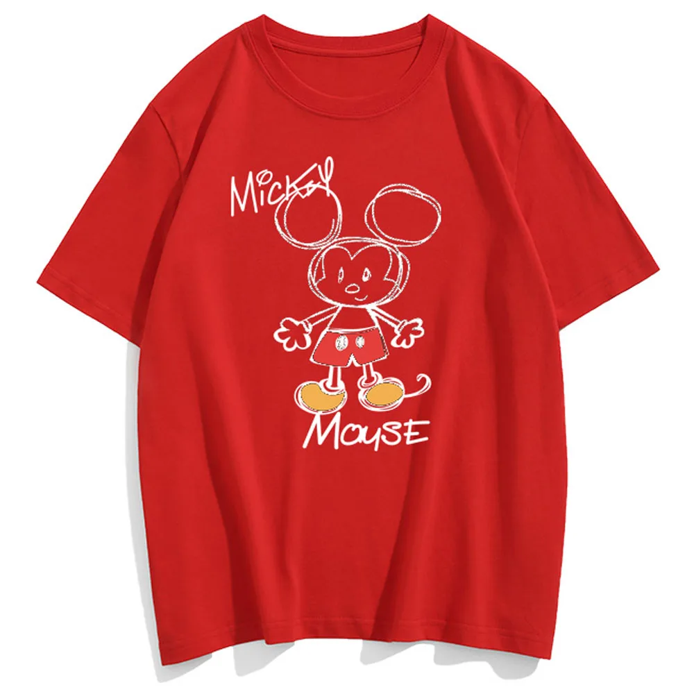 Disney T-Krekls Modes Mickey Mouse, Karikatūra Vēstuli Izdrukāt Pāri Unisex Sieviešu T-Krekls Ar Īsām Piedurknēm O-Veida Kakla Džemperi, Topi 10 Krāsa