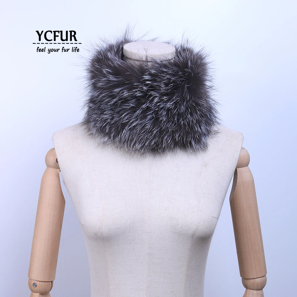 YCFUR Modes Sievietēm Kaklu Šalli Ziemas Pūkains dabīgās Kažokādas Gredzenu Šalles Dāmām Elastīgs Kvalitātes Nekustamā Fox Kažokādas Neckercheif Sievietēm