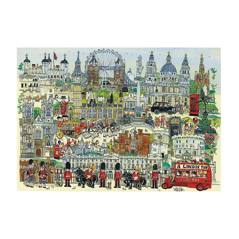 1000PCS Bērnu, Pieaugušo Izglītības Rotaļlietas, 70*50cm Londonas Ainavas Papīra Jigsaw Puzzle Mājas Apdare, Krāsošana