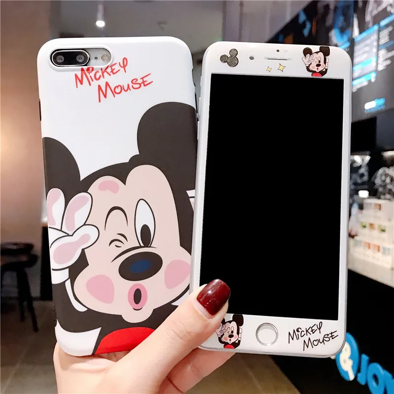 Disney ir 2021. Mickey Karikatūra Silikona Telefonu Gadījumā Mīksto Screen Protector & Case For iPhone 117 8 Plus X XR XS 11 Pro Vāciņu