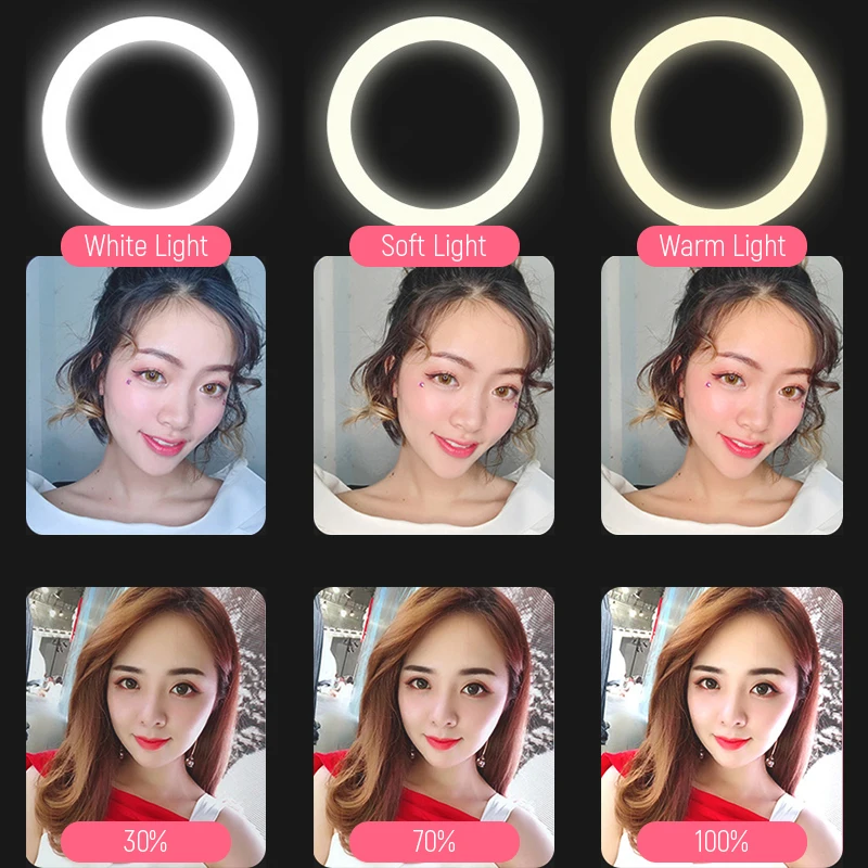 33CM Selfie LED Riņķa Gaisma Ar Statīvu 2m 1.6 m 0,5 m Grims YouTube Video Tiešraidi Lampas 13 Collu Profissional Fotogrāfija Apgaismojums