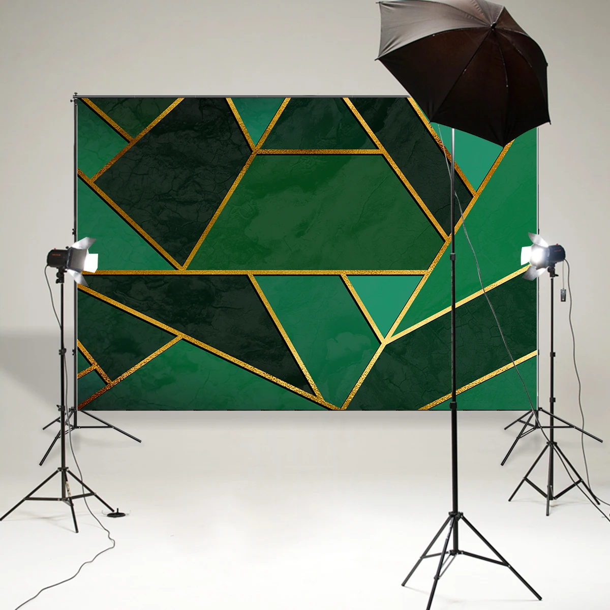 BEIPOTO Anotācija plakāts ar zelta līnijām un zaļo ģeometrisko modeli, fona fotogrāfija backdrops photo booth aksesuārus B-864