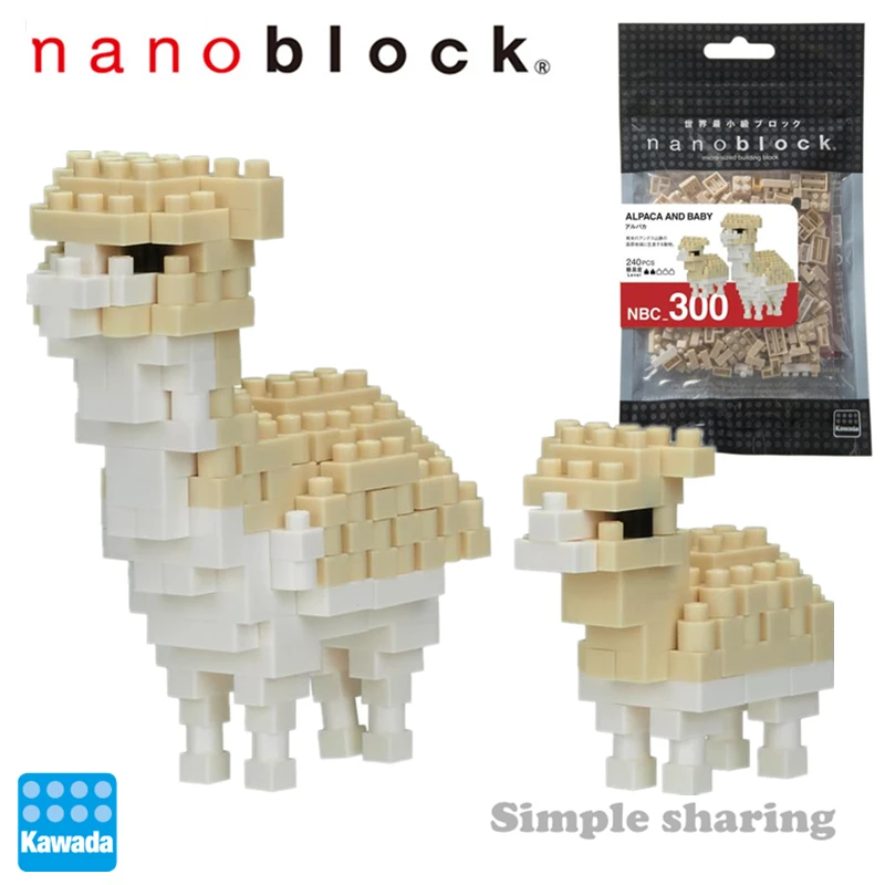 Jaunu Nanoblock Kawada Alpakas Un Bērnu 240Pcs Celtniecības Bloki Nano NBC-300 Smieklīgi Radoši Izglītojošas Rotaļlietas Bērniem Lielisku Dāvanu