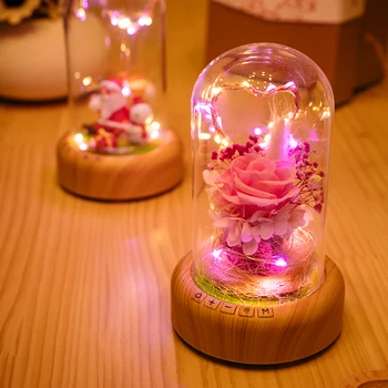 LED Nakts lampa rotā sapnis bluetooth balss Skaļrunī Ziemassvētku Arvien svaigu ziedu radošās mūzikas kaste rechargable galda gaismas dāvana