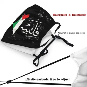 Palestīnas Arābu Kaligrāfija Nosaukums Ar Palestīnas Karogu Kartes Mazgājams Vīriešu Mutes, Sejas Maska Nepievelk Putekļus Aizsardzībai Respiratoru Purns