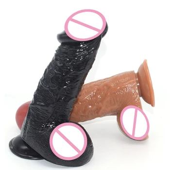 SMMQ Milzu piesūcekni Dildo Bieza 6.5 cm Penis Dzimumlocekļa Reāli Tekstūra Massager Seksa Rotaļlietām, Lesbiešu Anālais Plug Melns Dildo