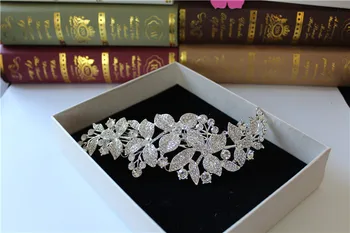 Korejas Līgavas Matu ķemme Regulējams Pilna Rhinestones Ziedu Crystal Plate kāzu līgava matu aksesuāri