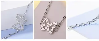 925 Sterling Silver Crystal Butterfly Draudzība Šarmu Rokassprādzi &Rokassprādze Sievietēm šarnīrķēdes Elegants Puse Rotaslietas sl084