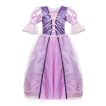 Bērniem Tangled Burvju Matu Princese Kleita Meiteni Violetu Mežģīņu Puse Balles Tērpi Halloween Bumbu Kleita Kāzu Puķu Meitene Apģērbs