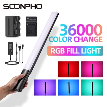 SOONPHO P20 Rokas LED Video Gaisma Nūjiņu, 2500K-8500K RGB Krāsains Ledus Stick Gaismas ar Type-C Akumulatoru Fotogrāfija youtube